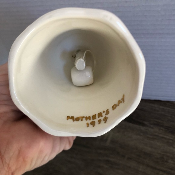 Vtg Ceramic Bell with Rose Design - Picture 8 of 11